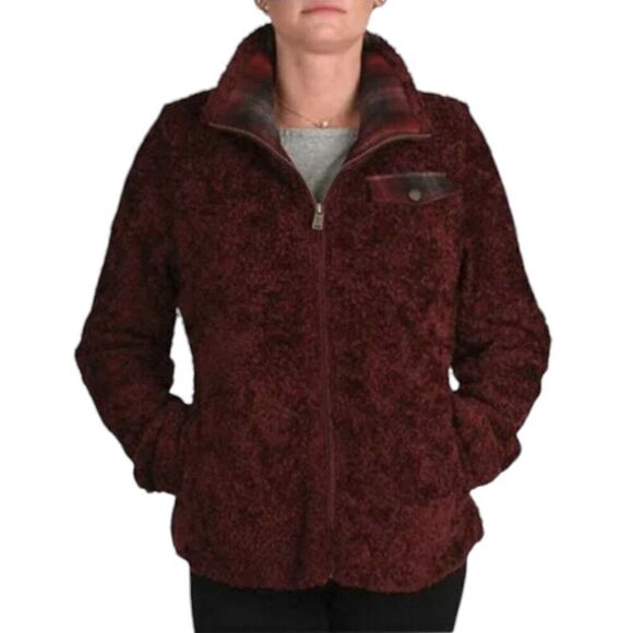 Pendleton Fuzzy Teddy Soft Zip Sweater Jacket in Burgundy Women's Size S - Picture 1 of 13